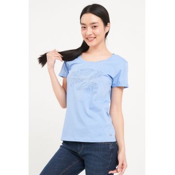 Tricou cu imprimeu si decolteu rotund