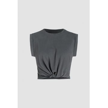 Tricou dama  decolteu rotund - bumbac - gri