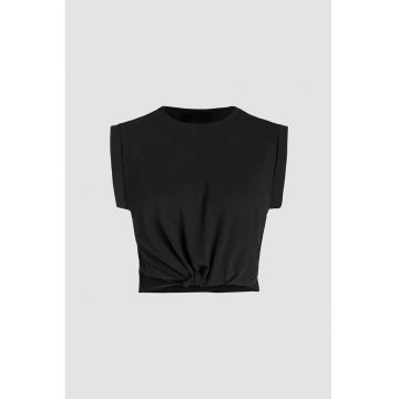 Tricou dama  decolteu rotund - bumbac - negru