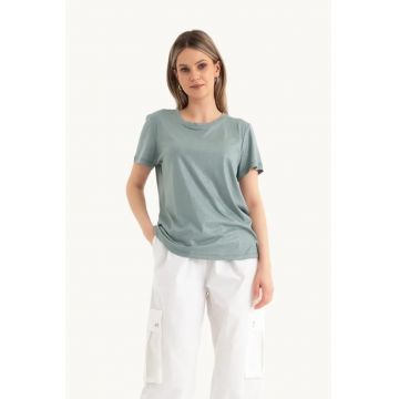 Tricou dama -  decolteu rotund - bumbac - verde