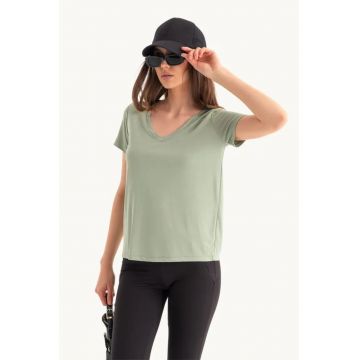 Tricou dama  lejer - jerseu - decolteu in V - verde