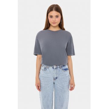 Tricou dama -  Relaxed Fit - bumbac - gri