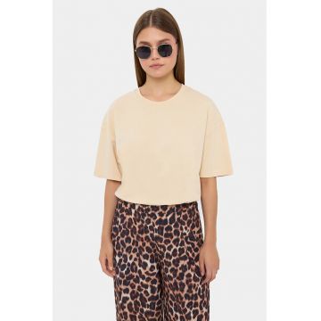 Tricou dama -  Relaxed Fit - maneca scurta - bej - bumbac