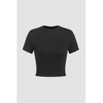 Tricou dama -  Slim Fit - poliester/viscoza/elastan - negru