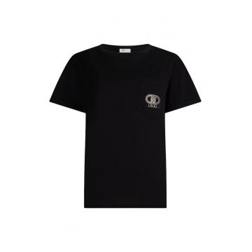 Tricou de bumbac cu buzunar pe piept