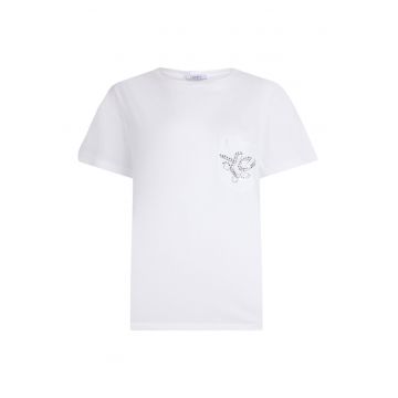 Tricou de bumbac cu buzunar pe piept