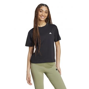 Tricou de bumbac cu decolteu la baza gatului