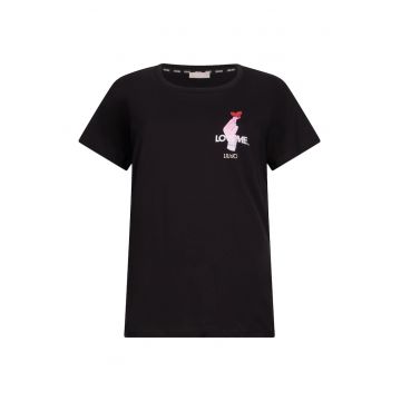 Tricou de bumbac cu strasuri