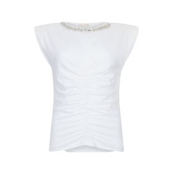 Tricou de bumbac cu strasuri