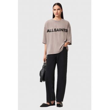 Tricou de bumbac organic cu maneci cazute si logo