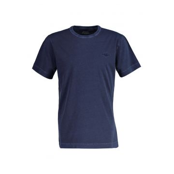 Tricou din bumbac cu decolteu la baza gatului si broderie logo discreta