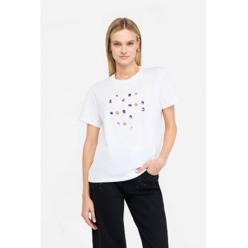 Tricou din bumbac cu decoratii