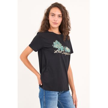 Tricou din bumbac cu imprimeu contrastant
