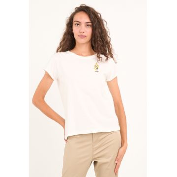 Tricou din bumbac cu imprimeu discret pe piept