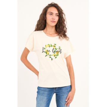 Tricou din bumbac cu imprimeu pe piept
