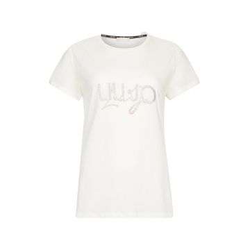 Tricou din bumbac cu paiete