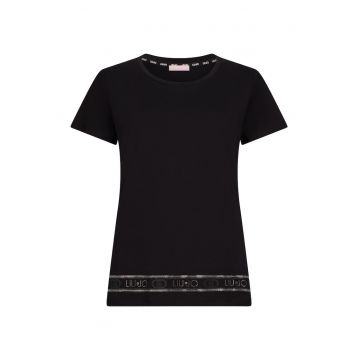 Tricou din bumbac cu paiete