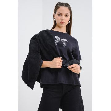 Tricou din bumbac organic cu detaliu funda