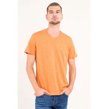 Tricou uni cu decolteu in V