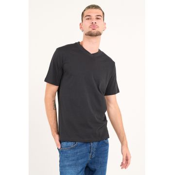Tricou uni cu decolteu in V