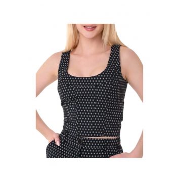 Crop top cu fermoar si decolteu patrat Eleni -