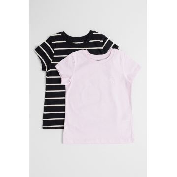 Set de tricouri de bumbac cu decolteu la baza gatului - 2 piese Set de tricouri de bumbac cu decolteu la baza gatului - 2 piese