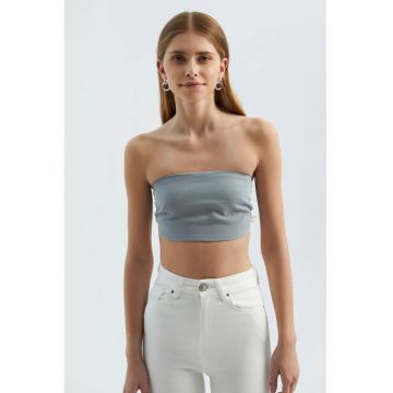 Top scurt -  fara bretele - elegant - gri - textil