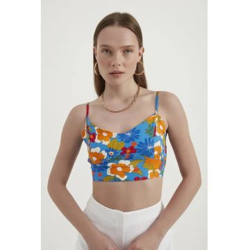 Top scurt -  floral - multicolor - textil