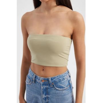 Top scurt -  simplu - elegant - bej - jerseu