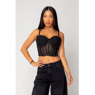 Top stil corset cu bretele Black 18314
