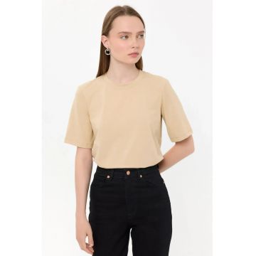 Tricou Basic -  maneca scurta - guler rotund - bej - bumbac