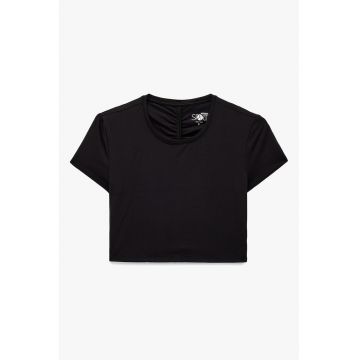 Tricou crop cu drapaje pe spate