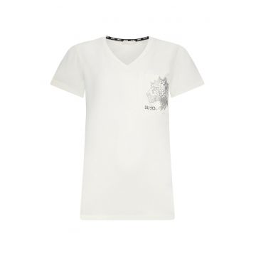 Tricou cu decolteu in V si strasuri