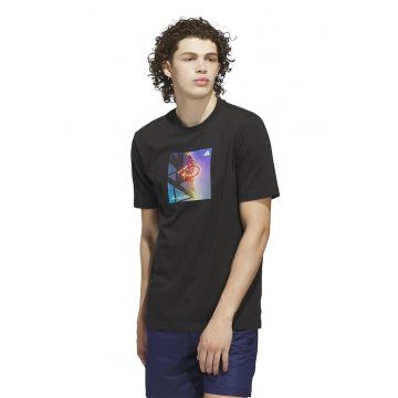 Tricou cu decolteu la baza gatului si imprimeu Tricou cu decolteu la baza gatului si imprimeu