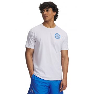 Tricou cu decolteu la baza gatului si imprimeu logo Tricou cu decolteu la baza gatului si imprimeu logo