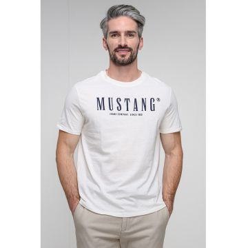 Tricou cu decolteu la baza gatului si imprimeu logo