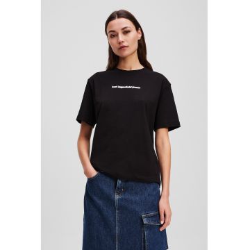 Tricou cu decolteu la baza gatului si imprimeu logo