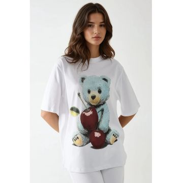 Tricou dama  alb jerseu