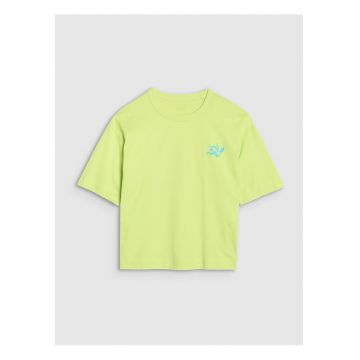 Tricou dama  imprimeu mare - verde - bumbac - Tricou dama  imprimeu mare - verde - bumbac -