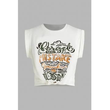 Tricou dama -  scurt - cu imprimeu - bumbac - multicolor