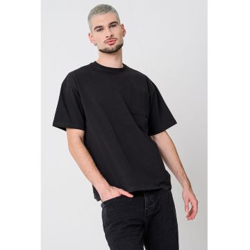 Tricou de bumbac cu decolteu la baza gatului