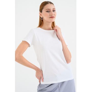 Tricou de bumbac cu decolteu la baza gatului Esogo