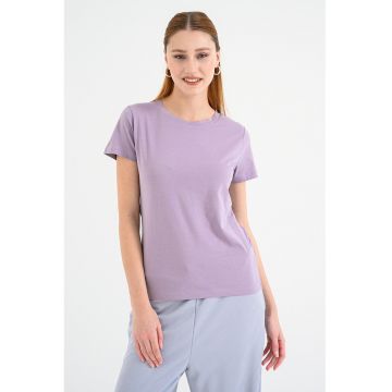 Tricou de bumbac cu decolteu la baza gatului Esogo