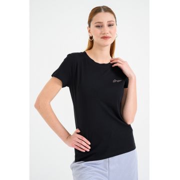 Tricou de bumbac cu decolteu la baza gatului Esogo