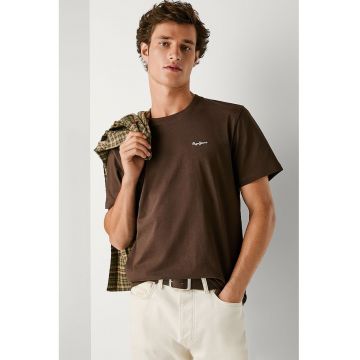 Tricou de bumbac cu decolteu la baza gatului