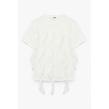 Tricou din bumbac cu garnituri cu volane Tricou din bumbac cu garnituri cu volane