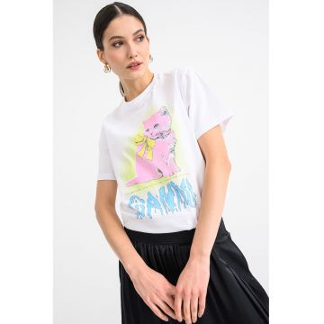 Tricou din bumbac cu imprimeu pisica