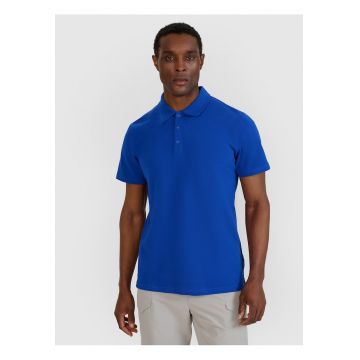 Tricou polo barbat  bumbac - albastru - croiala normala - guler clasic cu 3 nasturi