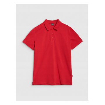 Tricou polo barbat  bumbac - rosu - croiala normala - guler clasic cu 3 nasturi