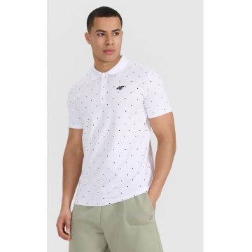 Tricou polo  barbati - alb - 100% bumbac - croiala regulata - imprimeu integral